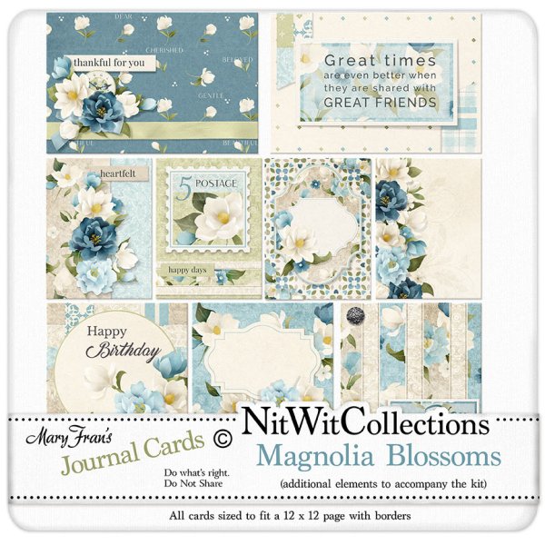 (image for) Journal Cards - Magnolia Blossoms