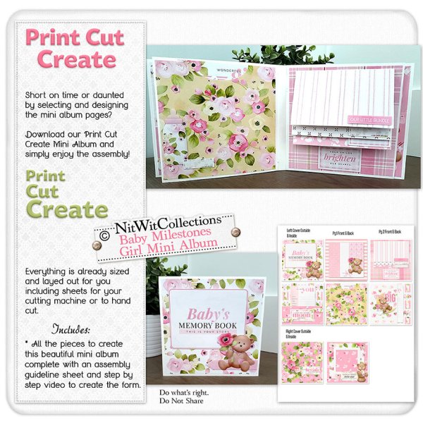 (image for) PCC - Baby Milestones Girl Scrapbook Mini Album Kit