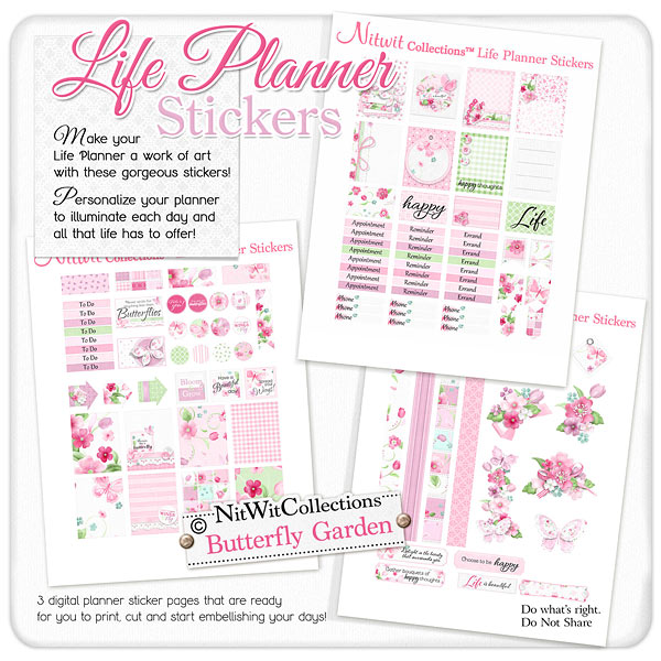 Butterfly Garden Collection - Life Planner Stickers - Click Image to Close