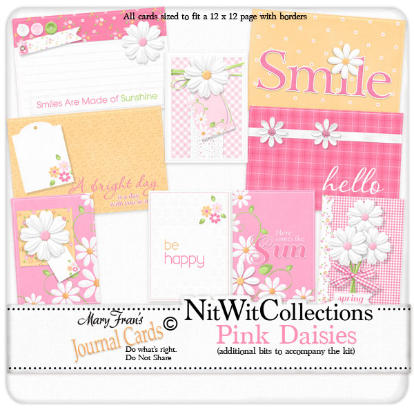 Journal Cards - Pink Daisies